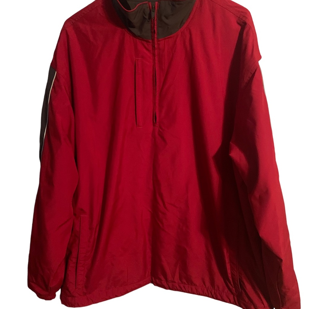 D.A.C. Performance Windbreaker Mens Size L Red with Gray Trim 1/4 Zip